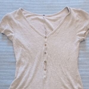 Women's Cream Button-Up Top